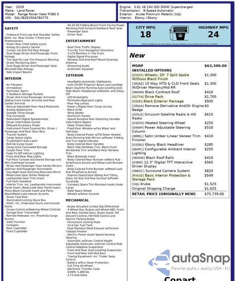 2019 Land Rover Range Rover Velar S from USA, damaged, VIN SALYB2EV5KA784775